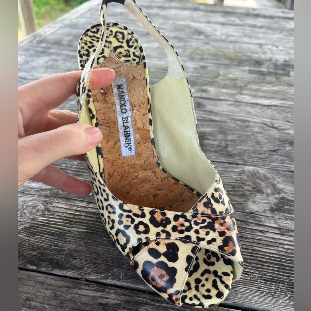 MANOLO BLAHNIK  Leopard Print Slingback Heels good cond sz7